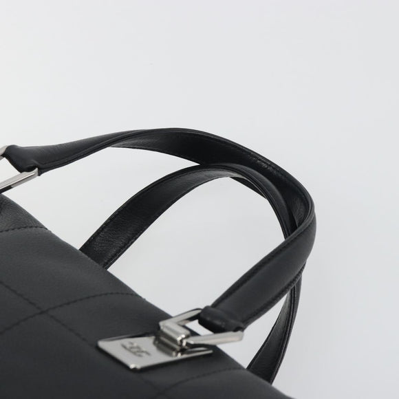 CHANEL Choco Bar Boston Bag Caviar Skin Black Silver CC Auth 192194SAM
