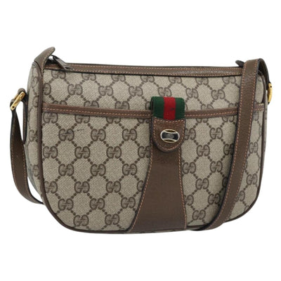 GUCCI GG Supreme Web Sherry Line Bag PVC Beige Gold 89 02 032 Auth 192195