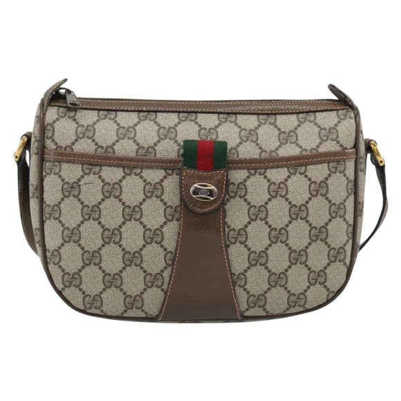 GUCCI GG Supreme Web Sherry Line Bag PVC Beige Gold 89 02 032 Auth 192195
