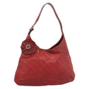 GUCCI GG Canvas Guccissima Trophy Bag Leather Red Gold 189829 Auth 192196V-1