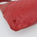 GUCCI GG Canvas Guccissima Trophy Bag Leather Red Gold 189829 Auth 192196V-13