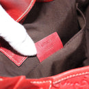 GUCCI GG Canvas Guccissima Trophy Bag Leather Red Gold 189829 Auth 192196V-19