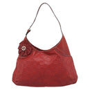 GUCCI GG Canvas Guccissima Trophy Bag Leather Red Gold 189829 Auth 192196V-2