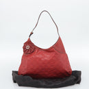 GUCCI GG Canvas Guccissima Trophy Bag Leather Red Gold 189829 Auth 192196V-21