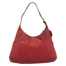 GUCCI GG Canvas Guccissima Trophy Bag Leather Red Gold 189829 Auth 192196V-3