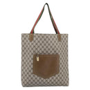 GUCCI GG Supreme Web Sherry Line Tote Bag PVC Beige Gold Auth 192197-13