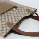 GUCCI GG Supreme Web Sherry Line Tote Bag PVC Beige Gold Auth 192197-6