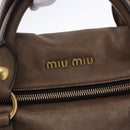 Miu Miu Hand Bag Leather 2way Beige Gold Auth 192198V-18