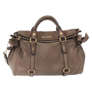 Miu Miu Hand Bag Leather 2way Beige Gold Auth 192198V-13