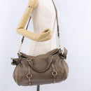 Miu Miu Hand Bag Leather 2way Beige Gold Auth 192198V-25