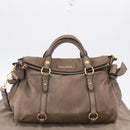 Miu Miu Hand Bag Leather 2way Beige Gold Auth 192198V-12