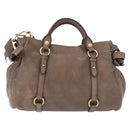 Miu Miu Hand Bag Leather 2way Beige Gold Auth 192198V-2