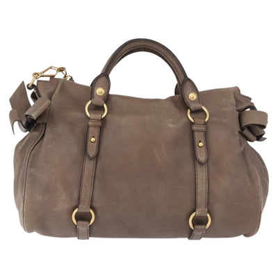 Miu Miu Hand Bag Leather 2way Beige Gold Auth 192198V - 0
