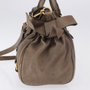 Miu Miu Hand Bag Leather 2way Beige Gold Auth 192198V-3