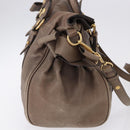 Miu Miu Hand Bag Leather 2way Beige Gold Auth 192198V-4
