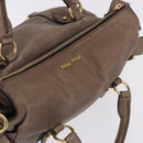 Miu Miu Hand Bag Leather 2way Beige Gold Auth 192198V-6