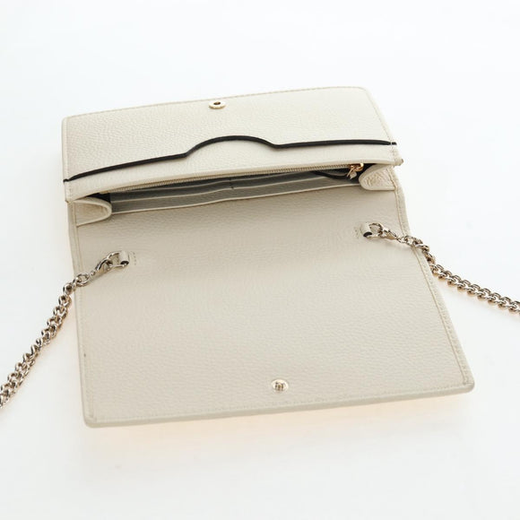 GUCCI Soho Chain Bag Leather Outlet White Gold 598211 493075 Auth 192199V