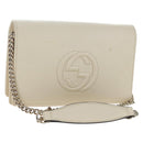 GUCCI Soho Chain Bag Leather Outlet White Gold 598211 493075 Auth 192199V-1
