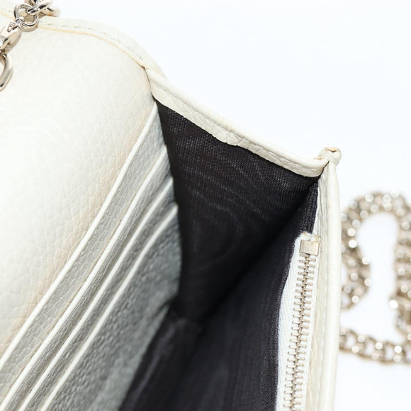 GUCCI Soho Chain Bag Leather Outlet White Gold 598211 493075 Auth 192199V