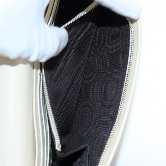 GUCCI Soho Chain Bag Leather Outlet White Gold 598211 493075 Auth 192199V