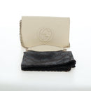 GUCCI Soho Chain Bag Leather Outlet White Gold 598211 493075 Auth 192199V-12
