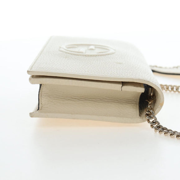 GUCCI Soho Chain Bag Leather Outlet White Gold 598211 493075 Auth 192199V