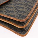 Christian Dior Trotter Canvas Hand Bag PVC 2way Navy Gold Auth 192200-12