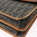 Christian Dior Trotter Canvas Hand Bag PVC 2way Navy Gold Auth 192200-13