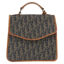Christian Dior Trotter Canvas Hand Bag PVC 2way Navy Gold Auth 192200-2