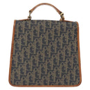 Christian Dior Trotter Canvas Hand Bag PVC 2way Navy Gold Auth 192200-3