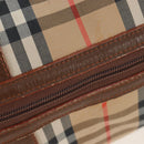 Burberrys Nova Check Boston Bag Canvas Beige Gold Auth 192209-10
