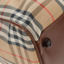 Burberrys Nova Check Boston Bag Canvas Beige Gold Auth 192209-15