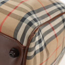 Burberrys Nova Check Boston Bag Canvas Beige Gold Auth 192209-16