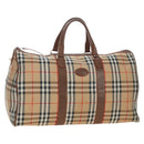 Burberrys Nova Check Boston Bag Canvas Beige Gold Auth 192209-1