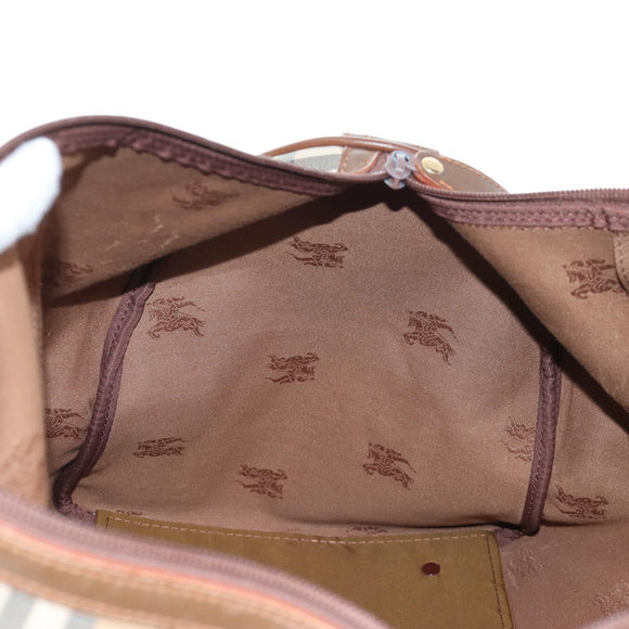 Burberrys Nova Check Boston Bag Canvas Beige Gold Auth 192209