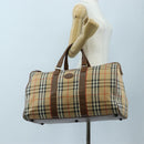 Burberrys Nova Check Boston Bag Canvas Beige Gold Auth 192209-25