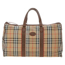 Burberrys Nova Check Boston Bag Canvas Beige Gold Auth 192209-13