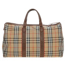 Burberrys Nova Check Boston Bag Canvas Beige Gold Auth 192209-2
