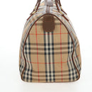 Burberrys Nova Check Boston Bag Canvas Beige Gold Auth 192209-5