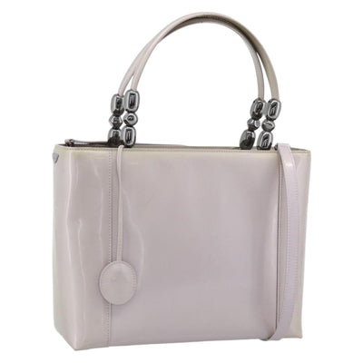 Christian Dior Maris Pearl Bag Patent Leather 2way Lavende Silver Auth 192211