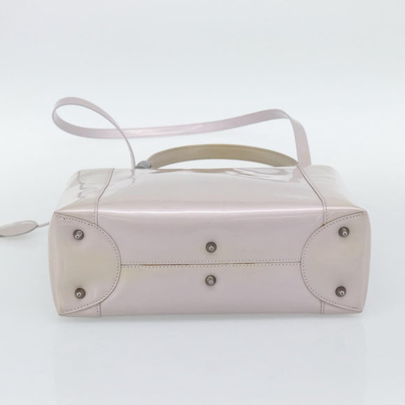 Christian Dior Maris Pearl Bag Patent Leather 2way Lavende Silver Auth 192211