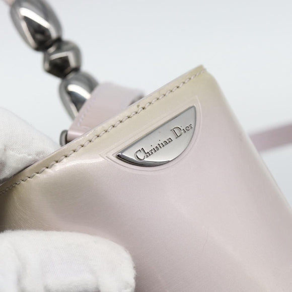 Christian Dior Maris Pearl Bag Patent Leather 2way Lavende Silver Auth 192211