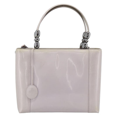 Christian Dior Maris Pearl Bag Patent Leather 2way Lavende Silver Auth 192211 - 0