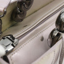 Christian Dior Maris Pearl Bag Patent Leather 2way Lavende Silver Auth 192211-20