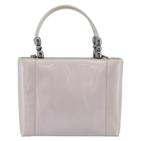 Christian Dior Maris Pearl Bag Patent Leather 2way Lavende Silver Auth 192211