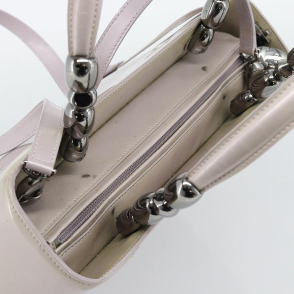 Christian Dior Maris Pearl Bag Patent Leather 2way Lavende Silver Auth 192211