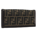 FENDI Zucca Canvas Long Wallet Black Brown Auth 192212V-1