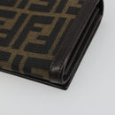 FENDI Zucca Canvas Long Wallet Black Brown Auth 192212V-10