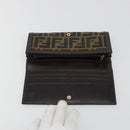 FENDI Zucca Canvas Long Wallet Black Brown Auth 192212V-12