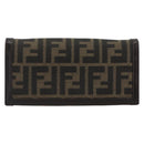 FENDI Zucca Canvas Long Wallet Black Brown Auth 192212V-2